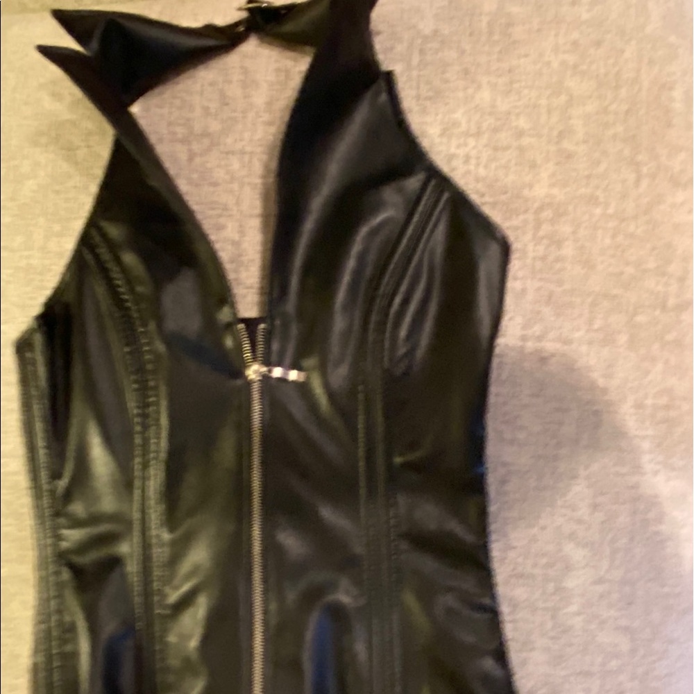 Goth vamp corset, zip front, dramatic